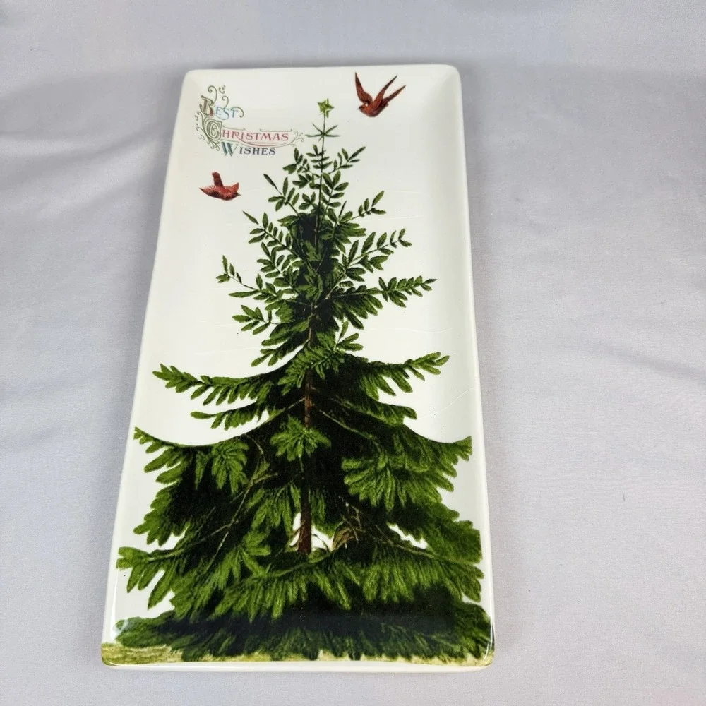 Magenta Best Christmas Wishes Tree Rectangular Serving Platter